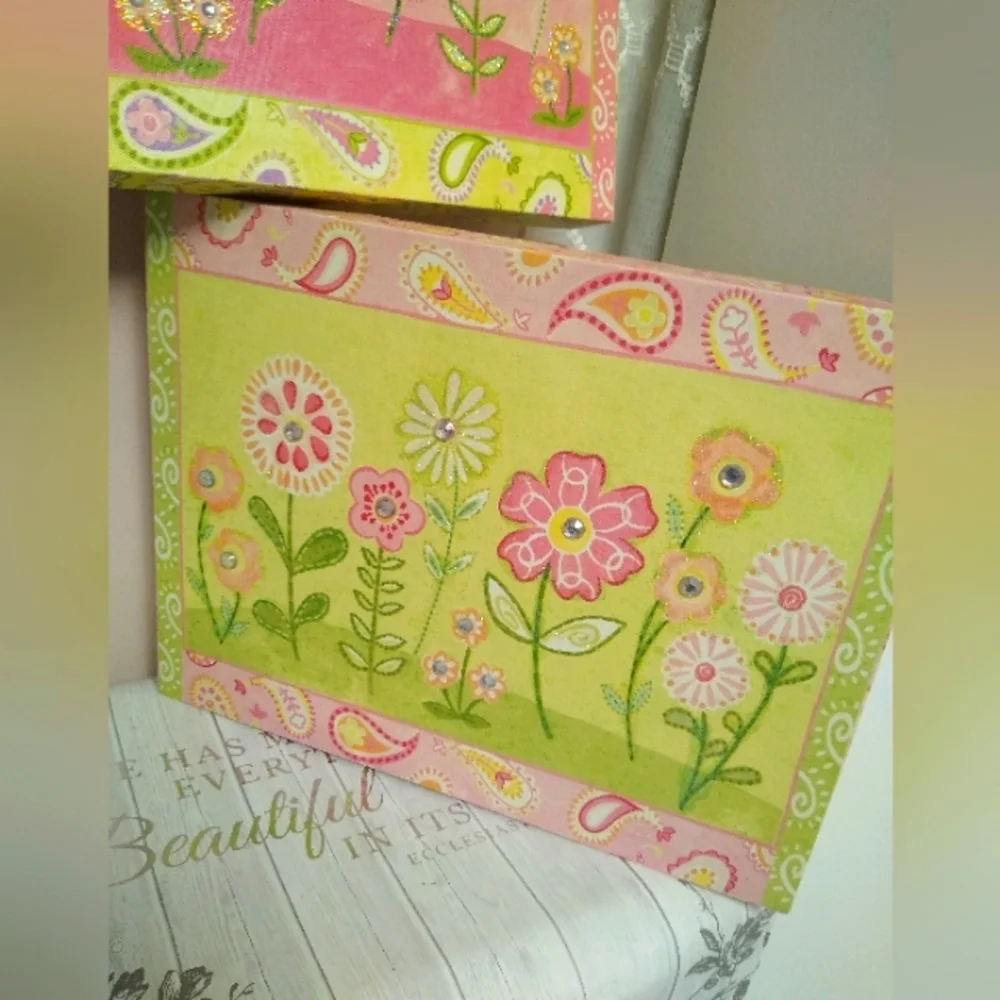 🆕 14"×11" Jeweled Pair of Canvas Pictures - Picture 3 of 7